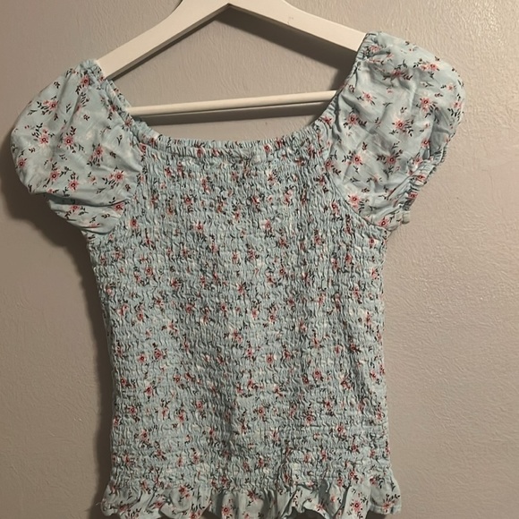 👧🏻Art Class baby blue blouse floral size 10/12 regencycore - Picture 4 of 6